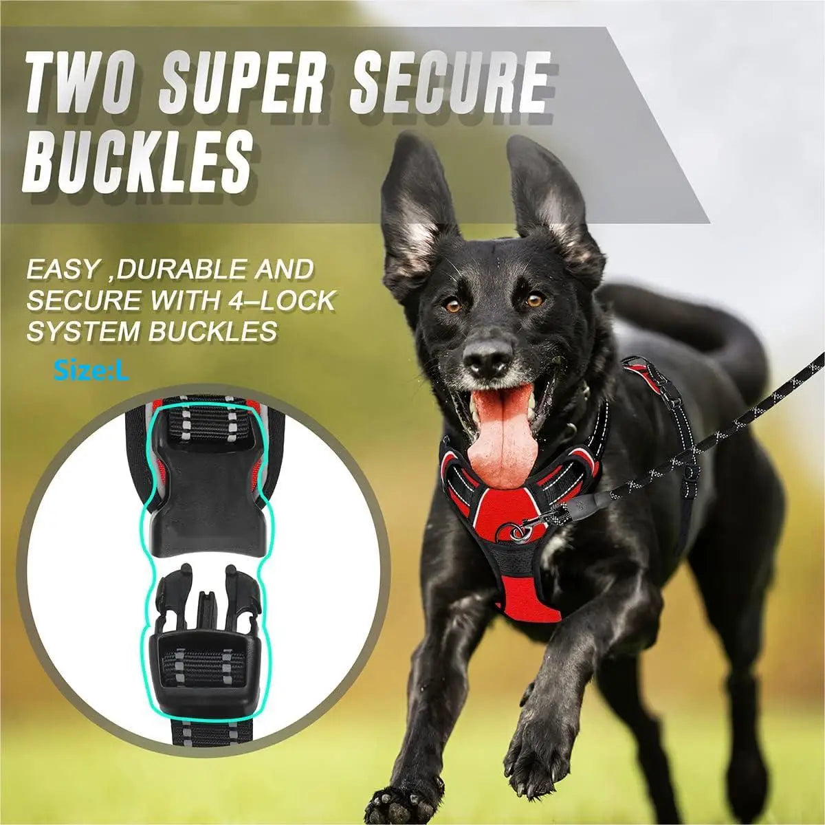Adjustable No-Pull Reflective Dog Harness – Front Clip