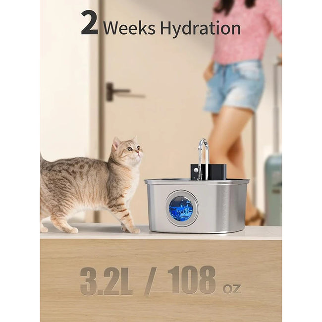 3.2L Smart Stainless Steel Pet Fountain Main Image
