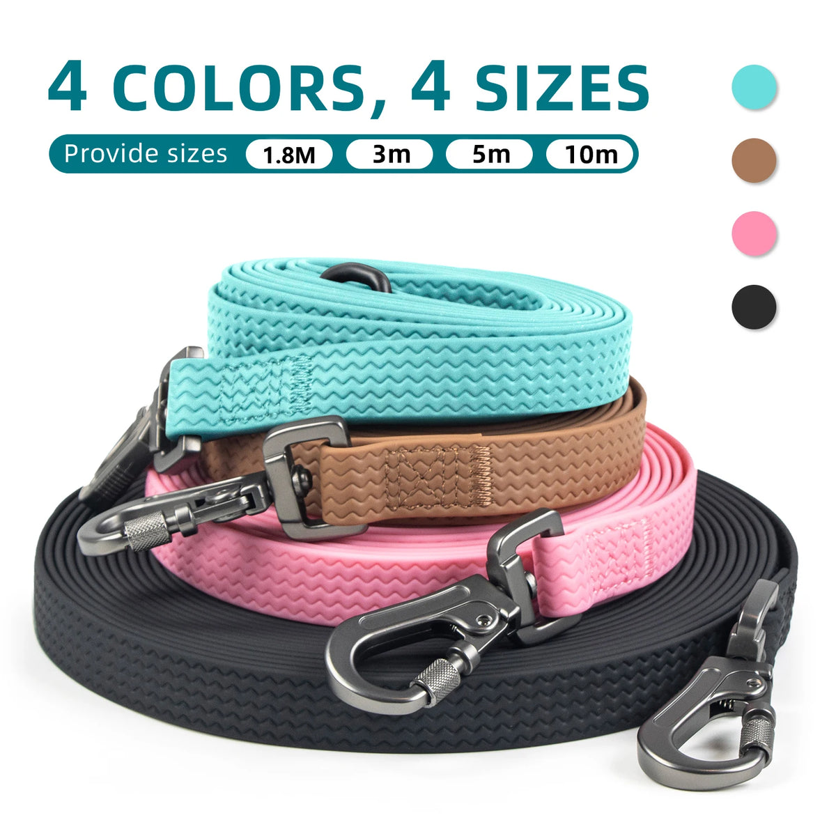Waterproof PVC Dog Leash – 1.8M to 10M