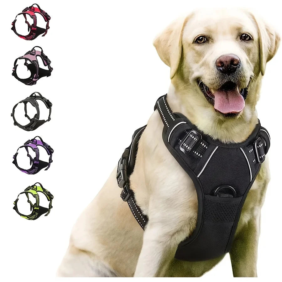Adjustable No-Pull Reflective Dog Harness – Front Clip