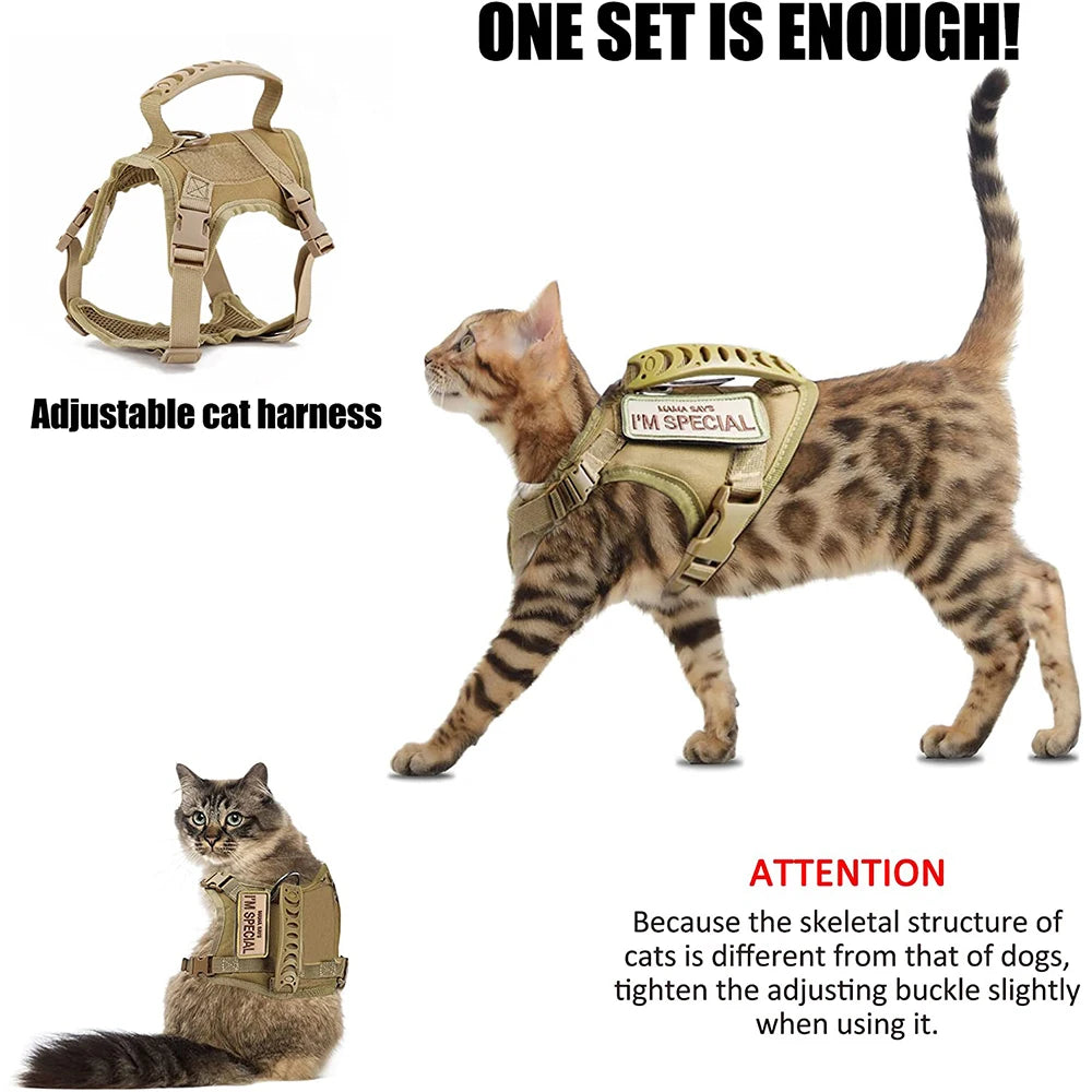 Tactical Escape-Proof Cat Harness – Adjustable Mesh Vest