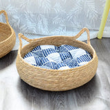 Rattan Woven Cat Bed with Cushion