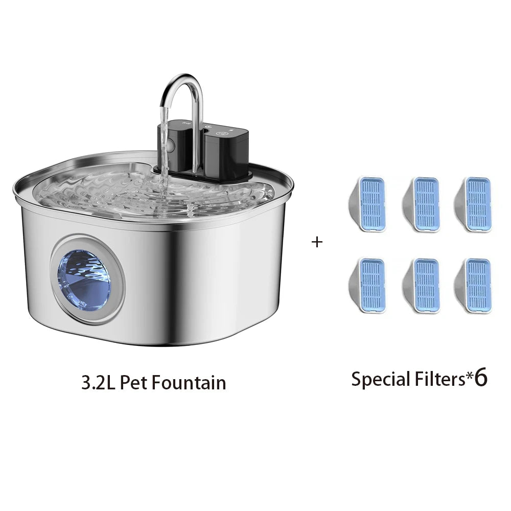 3.2L Smart Stainless Steel Pet Fountain