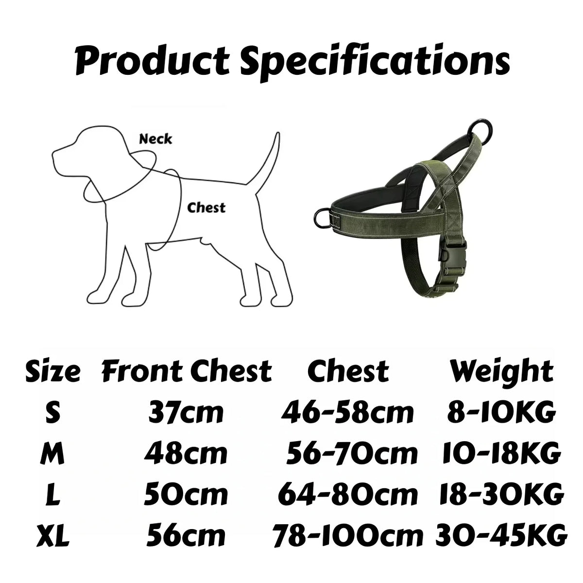 Tactical No-Pull Dog Harness – Heavy-Duty Reflective Vest