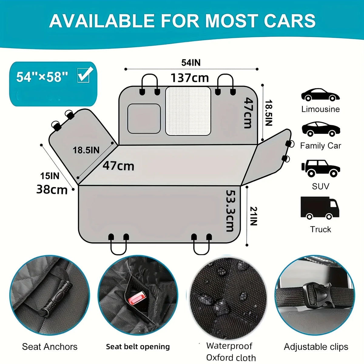 Waterproof Dog Car Hammock Cover