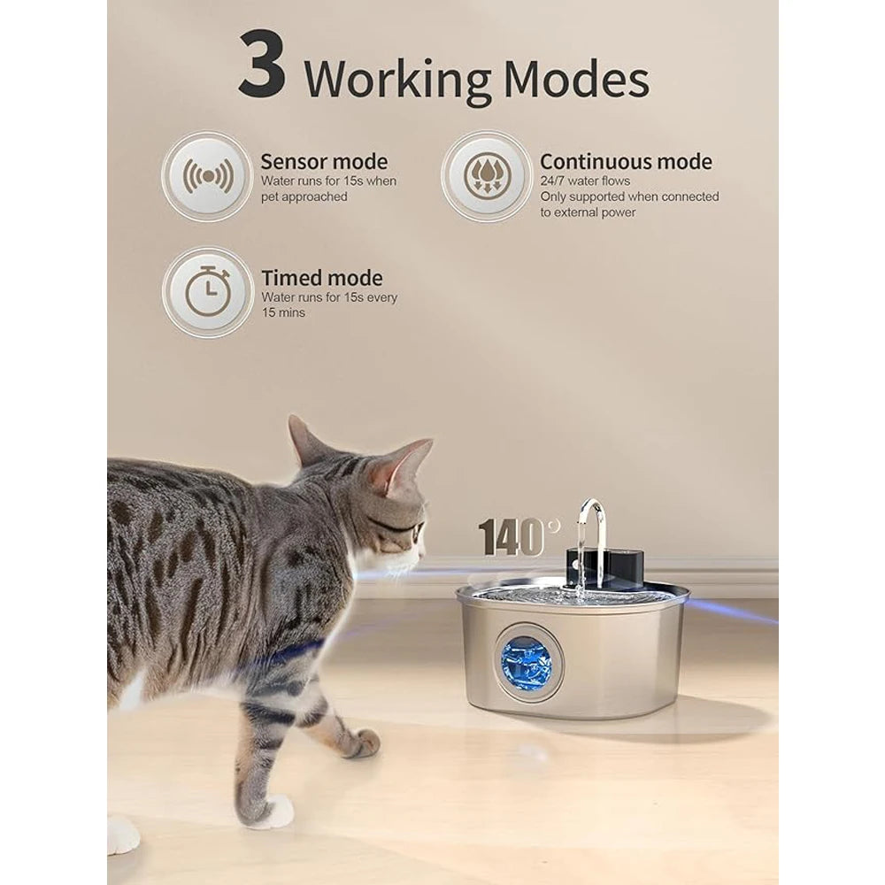 3.2L Smart Stainless Steel Pet Fountain
