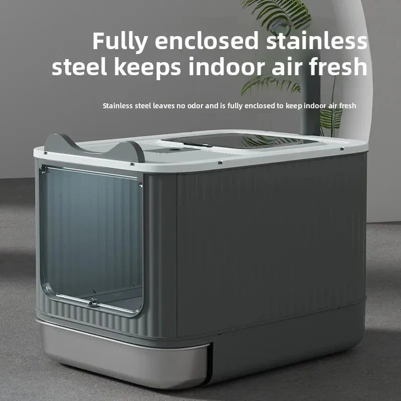 Stainless Steel Automatic Self-Cleaning Enclosed Cat Litter Box
