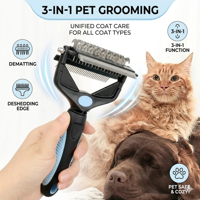 3-in-1 Pet Deshedding & Dematting Brush Hover Image