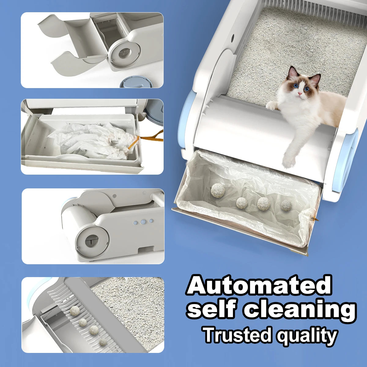 Smart Automatic Self-Cleaning Cat Litter Box with App Control