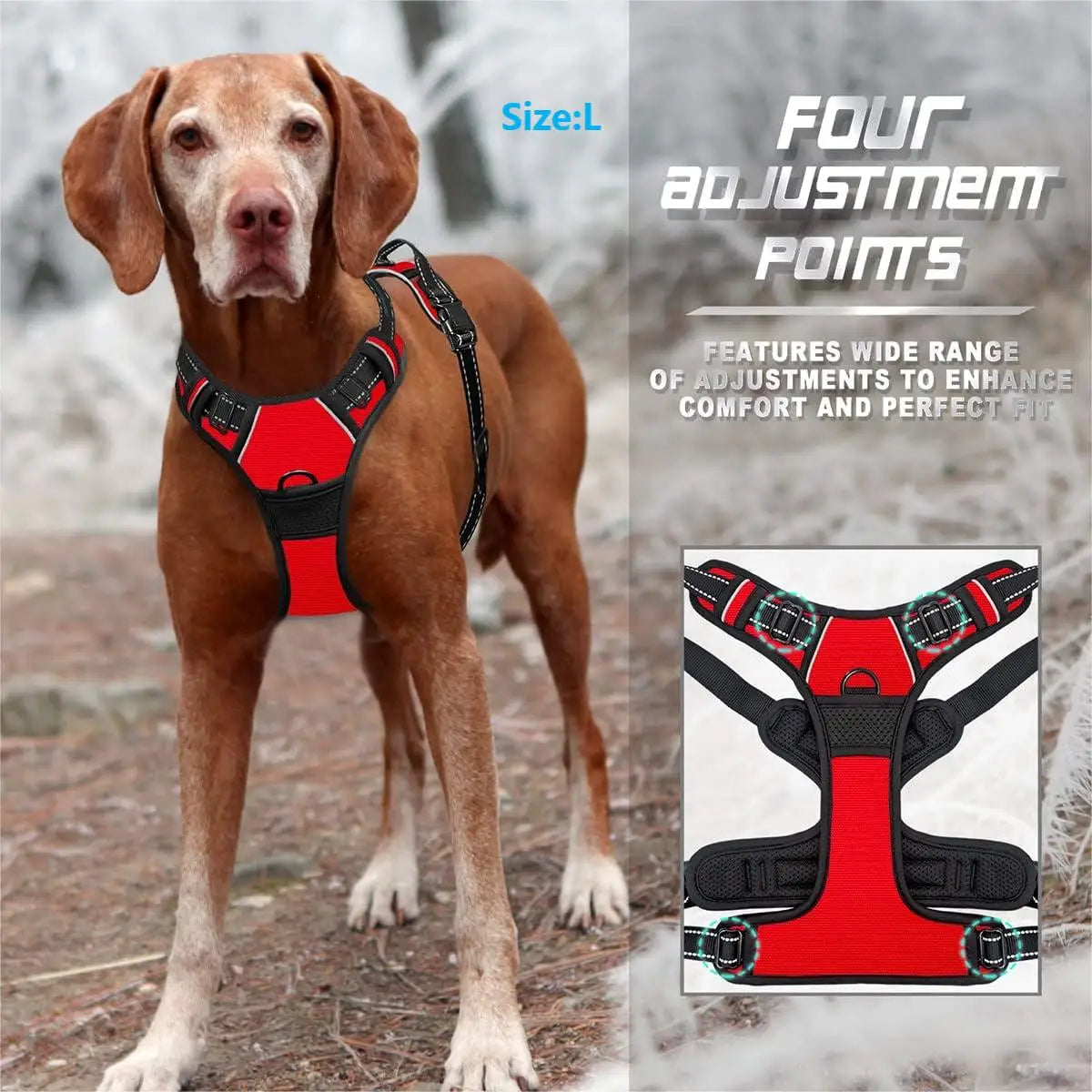 Adjustable No-Pull Reflective Dog Harness – Front Clip